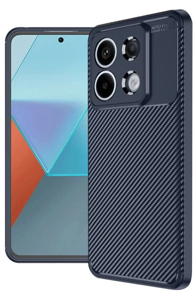 Newface Xiaomi Redmi Note 13 Pro 4G Kılıf Auto Focus Karbon Kapak - Lacivert ürün görseli 1