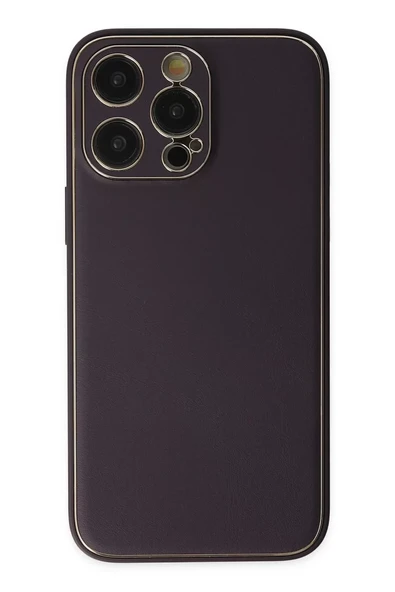 Newface Apple iPhone 13 Pro Max Kılıf Coco Deri Silikon Kapak - Derin Mor ürün görseli 1