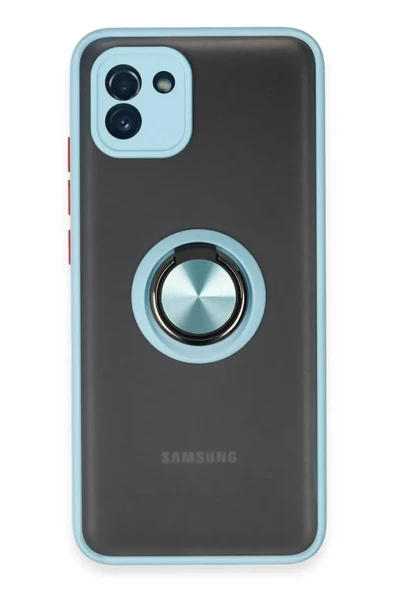 Newface Samsung Galaxy A03 Kılıf Montreal Yüzüklü Silikon Kapak - Buz Mavi ürün görseli 1