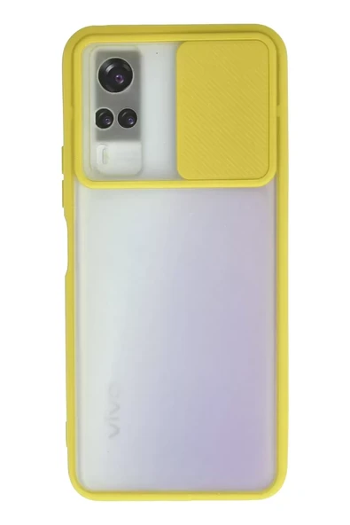 Newface Vivo Y53S Kılıf Palm Buzlu Kamera Sürgülü Silikon - Sarı ürün görseli 1
