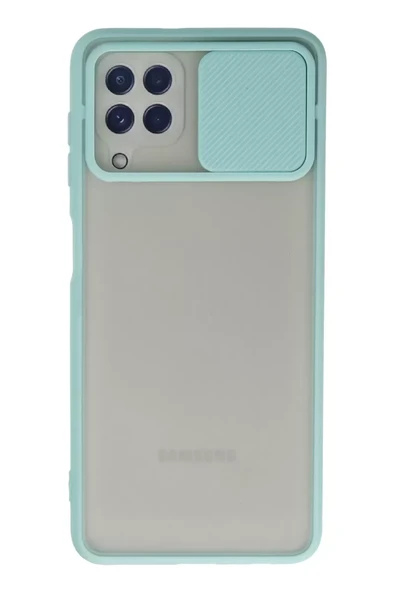 Newface Samsung Galaxy A22 Kılıf Palm Buzlu Kamera Sürgülü Silikon - Turkuaz ürün görseli 1