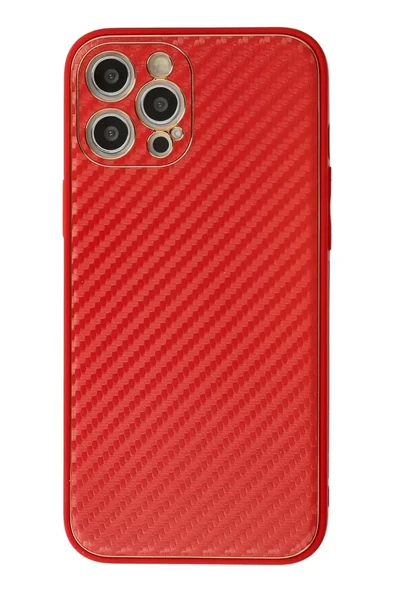 Newface Apple iPhone 12 Pro Max Kılıf Coco Karbon Silikon - Kırmızı ürün görseli 1