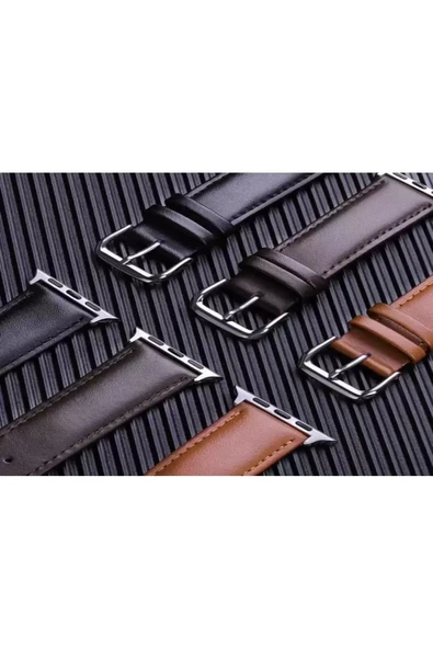 Newface Apple Watch 42mm NL26 Deri Kordon - Taba - Resim 3