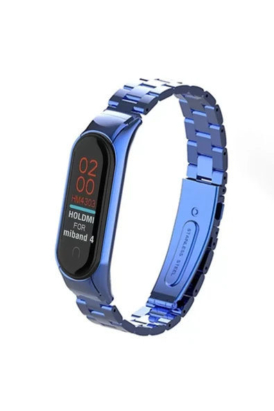 Newface Xiaomi Mi Band 4 Metal Baklalı Kordon - Mavi ürün görseli 1