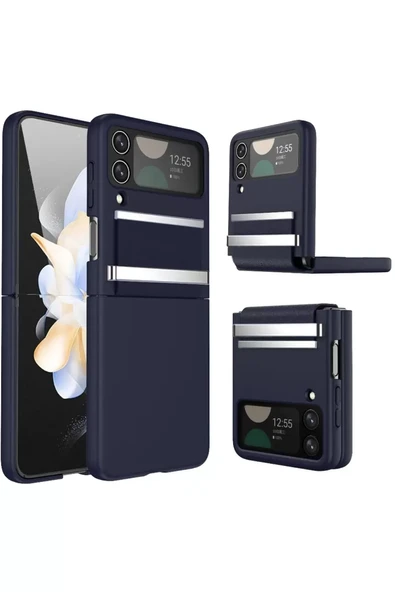 Newface Samsung Galaxy Z Flip 4 Kılıf Belt Flip Kapak - Lacivert ürün görseli 1
