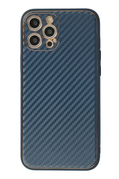 Newface Apple iPhone 12 Pro Max Kılıf Coco Karbon Silikon - Mavi ürün görseli 1