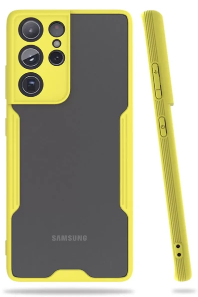 Newface Samsung Galaxy S21 Ultra Kılıf Platin Silikon - Sarı ürün görseli 1