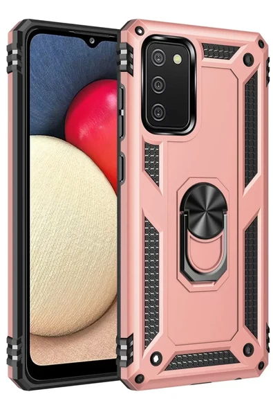 Newface Samsung Galaxy A02S Kılıf Sofya Yüzüklü Silikon Kapak - Rose ürün görseli 1