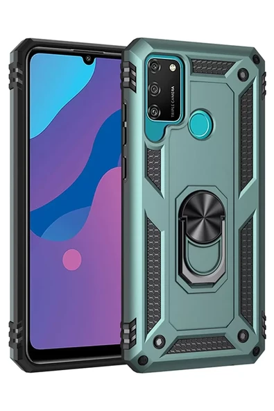 Newface Huawei Y6P Kılıf Sofya Yüzüklü Silikon Kapak - Yeşil ürün görseli 1