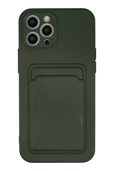 Newface Apple iPhone 12 Pro Max Kılıf Kelvin Kartvizitli Silikon - Koyu Yeşil ürün görseli 1