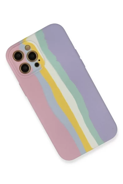 Newface Apple iPhone 12 Pro Max Kılıf Ebruli Lansman Silikon - Pembe-Lila - Resim 3