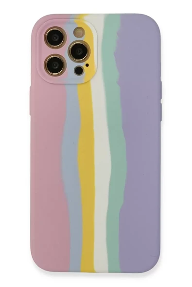 Newface Apple iPhone 12 Pro Max Kılıf Ebruli Lansman Silikon - Pembe-Lila ürün görseli 1