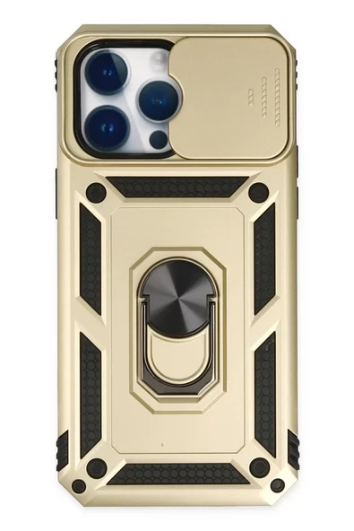 Newface Apple iPhone 14 Pro Kılıf Pars Lens Yüzüklü Silikon - Gold ürün görseli 1
