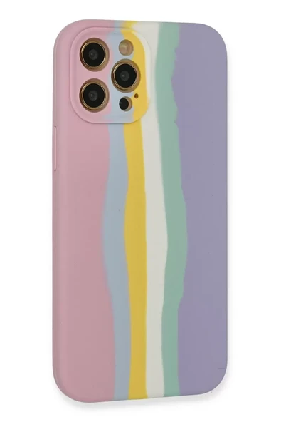 Newface Apple iPhone 12 Pro Max Kılıf Ebruli Lansman Silikon - Pembe-Lila - Resim 2
