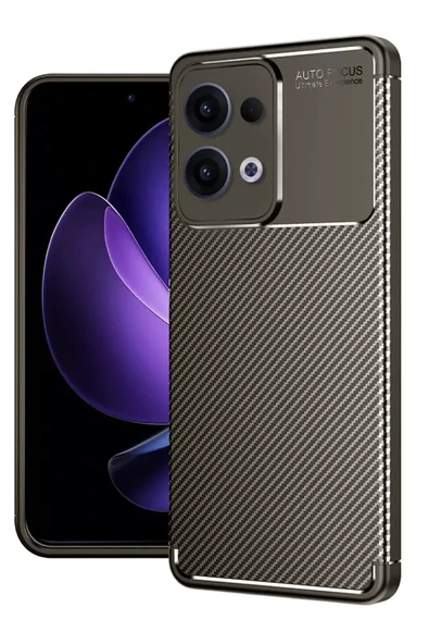 Newface Oppo Reno 13 Pro Kılıf Auto Focus Karbon Kapak - Kahverengi ürün görseli 1