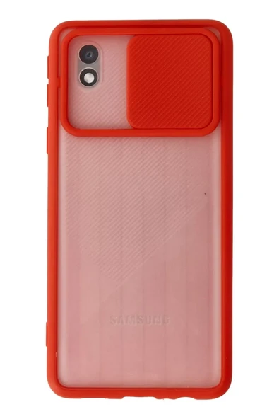 Newface Samsung Galaxy A01 Core Kılıf Palm Buzlu Kamera Sürgülü Silikon - Kırmızı ürün görseli 1