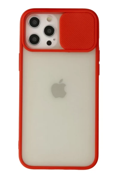 Newface Apple iPhone 12 Pro Max Kılıf Palm Buzlu Kamera Sürgülü Silikon - Kırmızı ürün görseli 1
