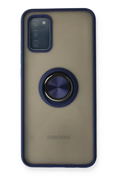 Newface Samsung Galaxy A02S Kılıf Montreal Yüzüklü Silikon Kapak - Lacivert ürün görseli 1