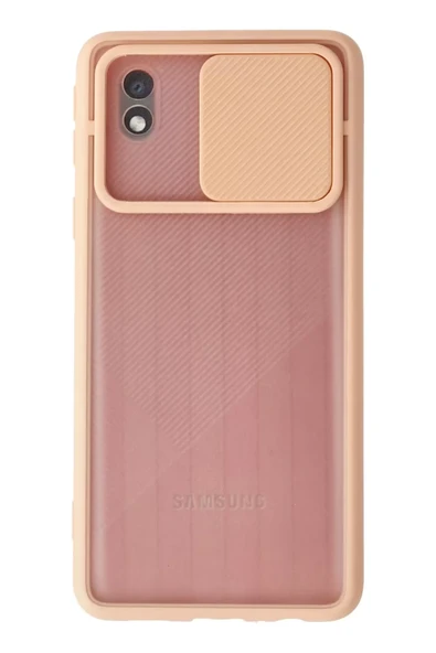 Newface Samsung Galaxy A01 Core Kılıf Palm Buzlu Kamera Sürgülü Silikon - Pembe ürün görseli 1