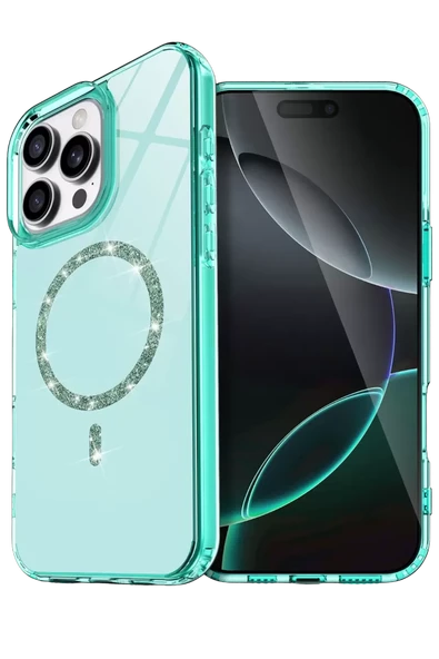 Newface Apple iPhone 15 Pro Max Live Diamond Magsafe Kapak - Yeşil ürün görseli 1