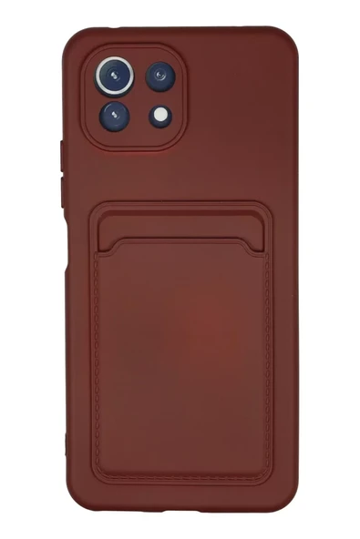 Newface Xiaomi Mİ 11 Lite Kılıf Kelvin Kartvizitli Silikon - Bordo ürün görseli 1