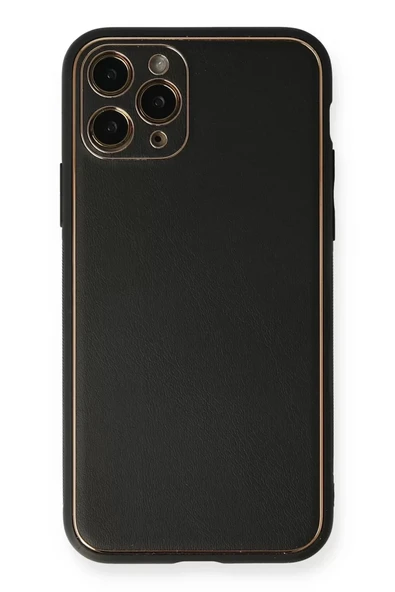 Newface Apple iPhone 11 Pro Max Kılıf Coco Deri Silikon Kapak - Siyah ürün görseli 1