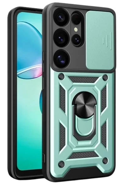 Newface Samsung Galaxy S26 Ultra Pars Lens Yüzüklü Silikon - Yeşil ürün görseli 1