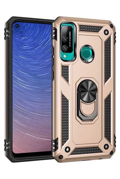 Newface Huawei P40 Lite E Kılıf Sofya Yüzüklü Silikon Kapak - Gold ürün görseli 1