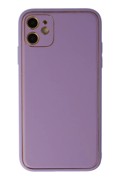 Newface Apple iPhone 12 Kılıf Coco Deri Silikon Kapak - Lila ürün görseli 1