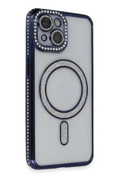Newface Apple iPhone 14 Kılıf Joke Simli Magneticsafe Kılıf - Lacivert ürün görseli 1