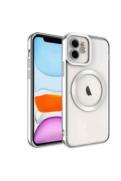 Newface Apple iPhone 12 Kılıf Kross Magneticsafe Kapak - Gümüş ürün görseli 1