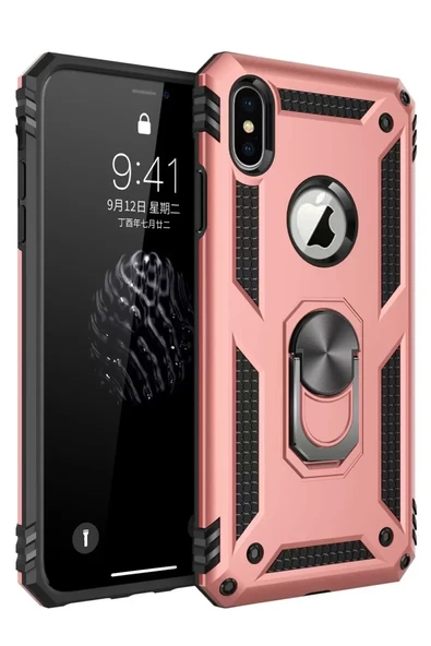 Newface Apple iPhone XS Max Kılıf Sofya Yüzüklü Silikon Kapak - Rose ürün görseli 1
