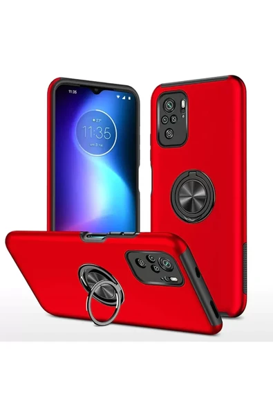 Newface Xiaomi Poco F3 Kılıf Elit Yüzüklü Kapak - Kırmızı ürün görseli 1