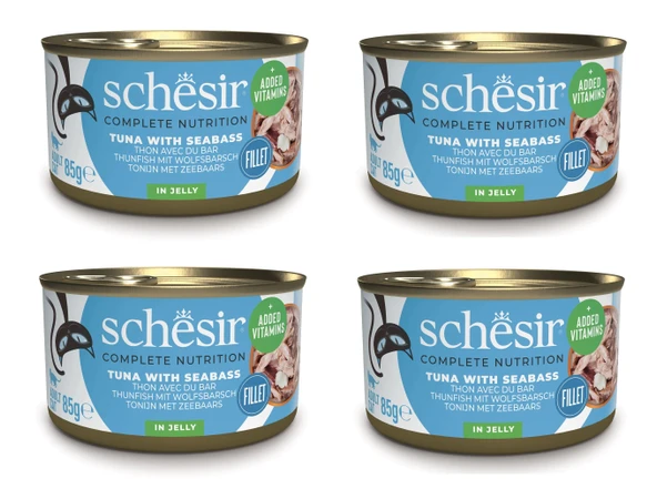 Schesir Ton ve Levrek Tam ve Dengeli Jöleli Kedi Konservesi 85 Gr. X 4 Adet ürün görseli 1