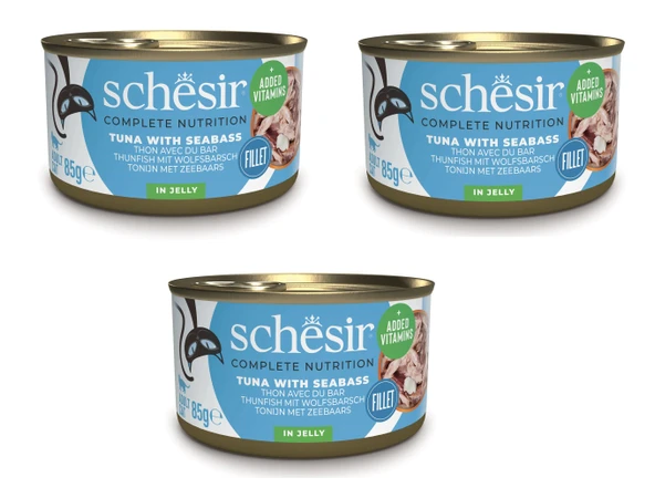 Schesir Ton ve Levrek Tam ve Dengeli Jöleli Kedi Konservesi 85 Gr. X 3 Adet ürün görseli 1