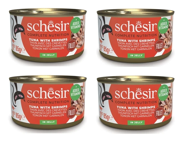 Schesir Ton ve Karidesli Tam ve Dengeli Jöleli Kedi Konservesi 85 Gr. X 4 Adet ürün görseli 1