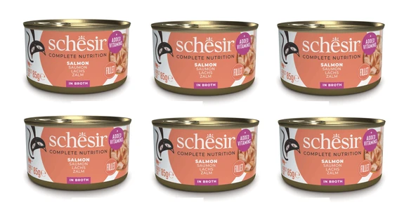 Schesir Somonlu Tam ve Dengeli Broth Pişirme Suyunda Kedi Konservesi 85 Gr. X 6 Adet ürün görseli 1