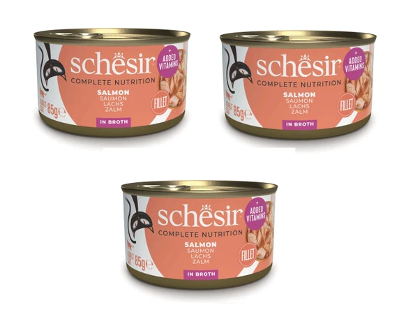 Schesir Somonlu Tam ve Dengeli Broth Pişirme Suyunda Kedi Konservesi 85 Gr. X 3 Adet ürün görseli 1