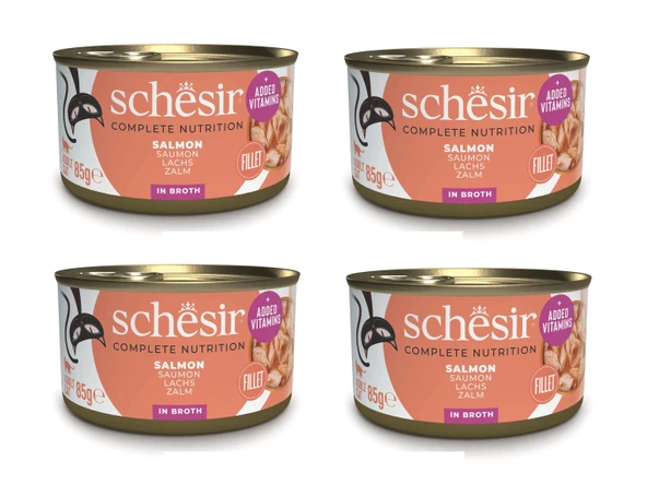 Schesir Somonlu Tam ve Dengeli Broth Pişirme Suyunda Kedi Konservesi 85 Gr. X 4 Adet ürün görseli 1