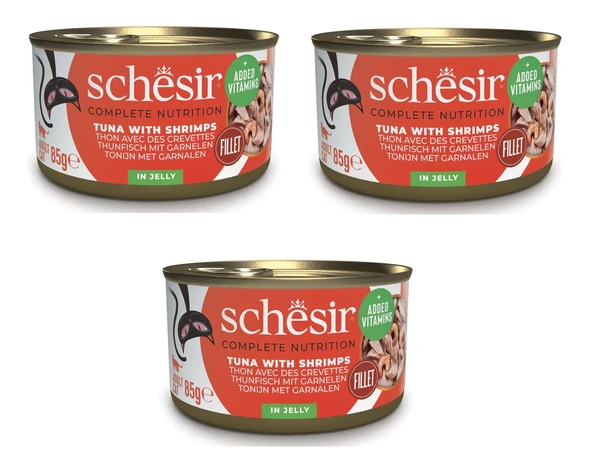 Schesir Ton ve Karidesli Tam ve Dengeli Jöleli Kedi Konservesi 85 Gr. X 3 Adet ürün görseli 1
