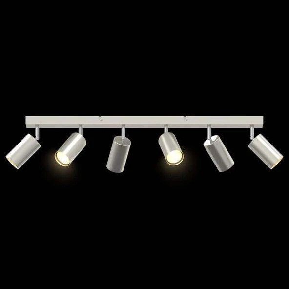 Rsylight Retro Modern İnox180 Derece Hareketli Modern Spor 6 Lı Led spot Avize Günışığı Ampullü ürün görseli 1