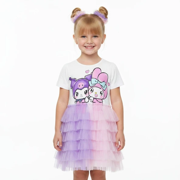 Kuromi Melody Önü Tüllü Kız Çocuk Elbise ürün görseli 1