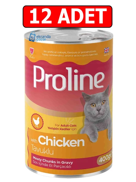 Proline tavuklu kedi konservesi 400gr 12adet yaş mama ürün görseli 1