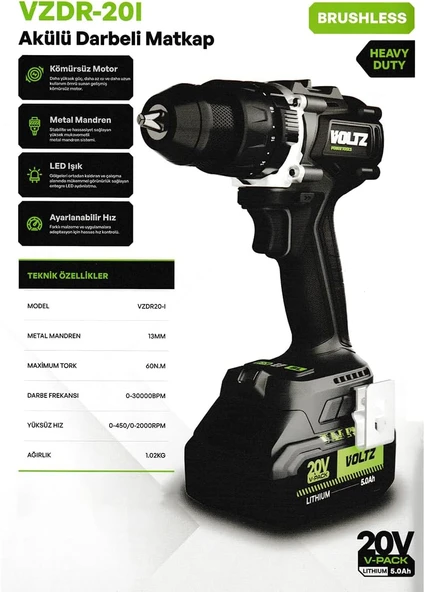 VOLTZ VZ20-4KIT AKÜLÜ DÖRTLÜ SET 5 AH - Resim 2