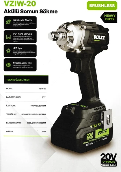 VOLTZ VZ20-4KIT AKÜLÜ DÖRTLÜ SET 5 AH - Resim 4