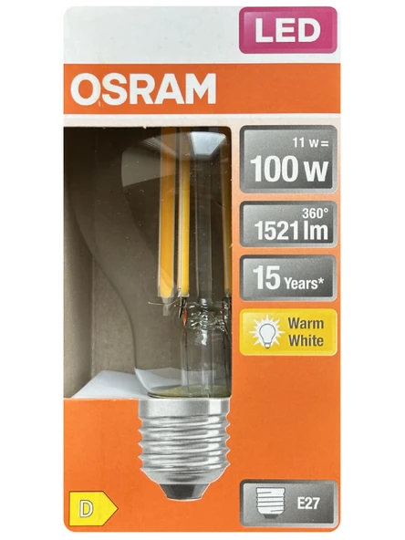 (1 Adet) Ledvance 11W Sarı Işık (2700K) E27 Duylu (Kalın Duy) Filament Led Ampul ürün görseli 1