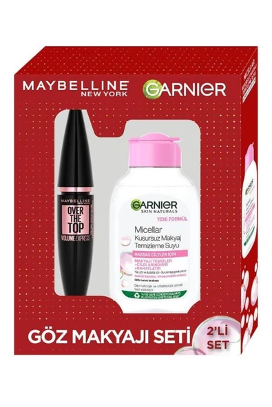 Maybelline New York Over The Top Maskara Dipten Uca Etkili  Garnier Micellar Makyaj Temizleme Suyu 100 ml ürün görseli 1