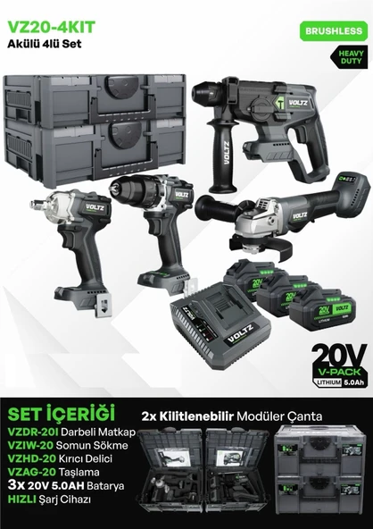 VOLTZ VZ20-4KIT AKÜLÜ DÖRTLÜ SET 5 AH ürün görseli 1