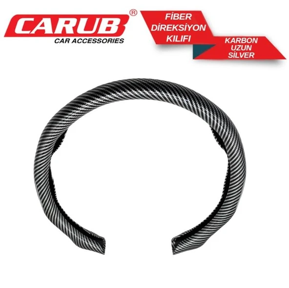 CARUB Fiber Karbon Direksiyon Kılıfı UZUN Silver – Şık ve Sportif Tasarım ürün görseli 1