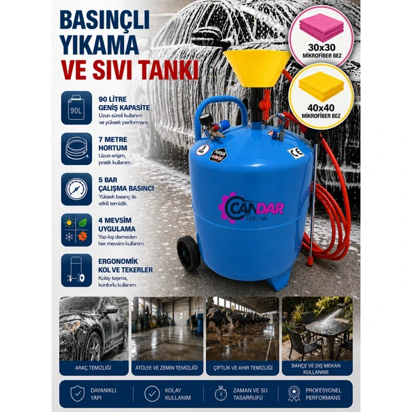 Köpük Tankı Sıvı Köpük Püskürtme Pompası - Basınçlı Köpük Yapıcı Oto Araç Yıkama Makinesi 90LT ürün görseli 1